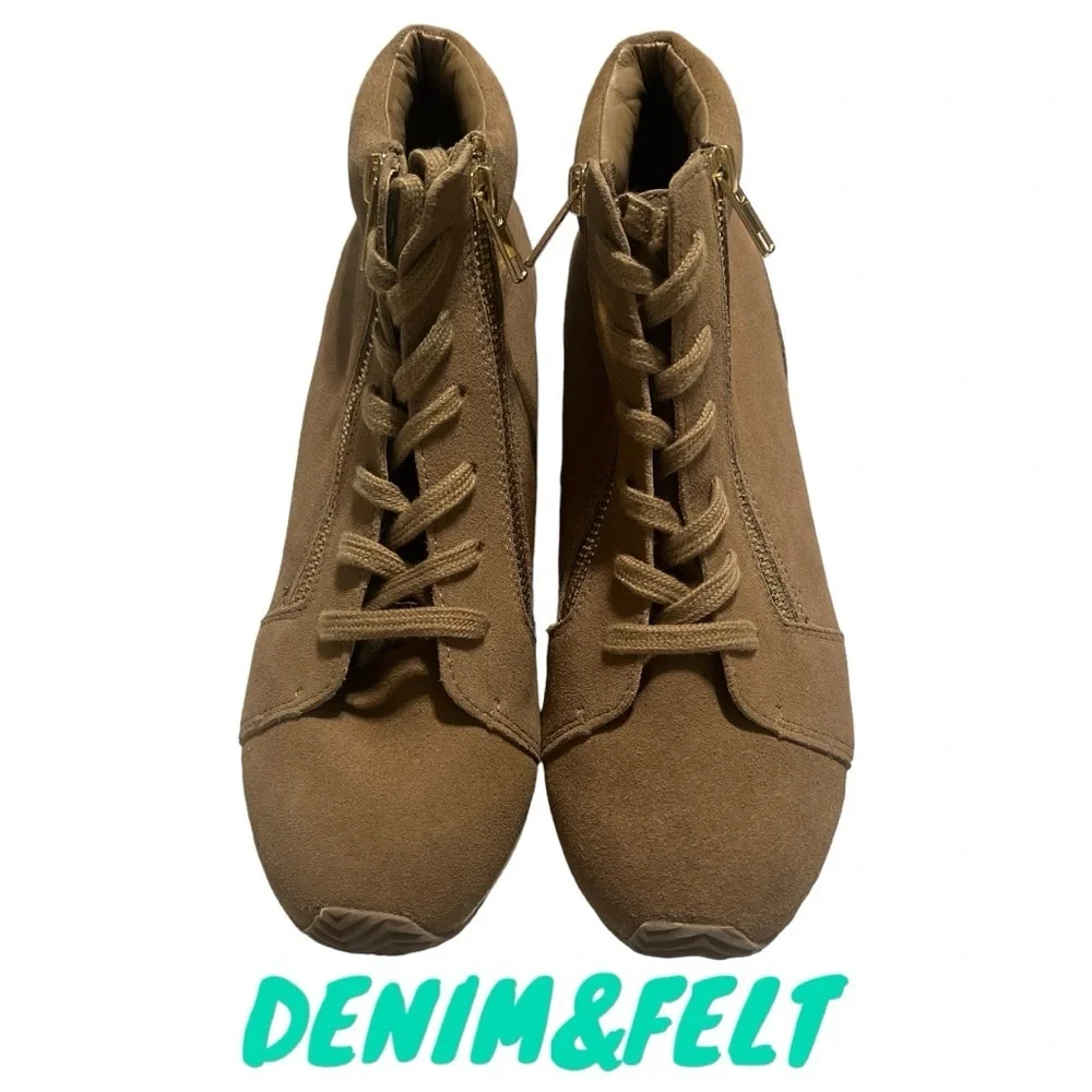 NEW Steve Madden Deirda Taupe Brown Suede Women's Bootie Boots Shoes Sneakers‎